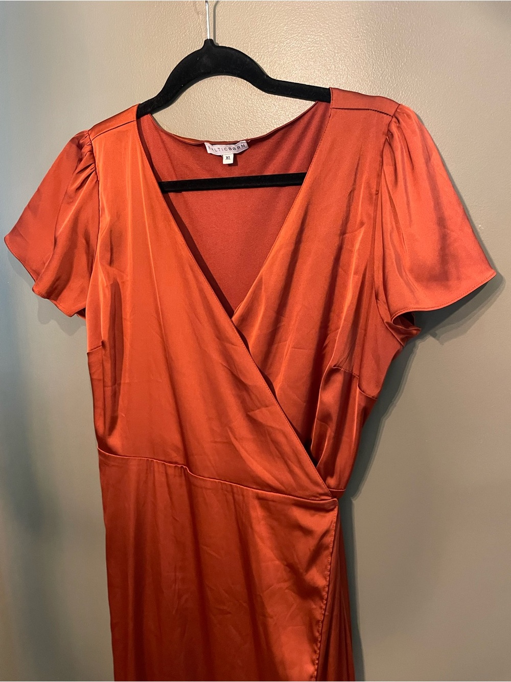 Baltic born Krystal satin wrap gown dress cinnamon color burnt orange size XL - Picture 3 of 9